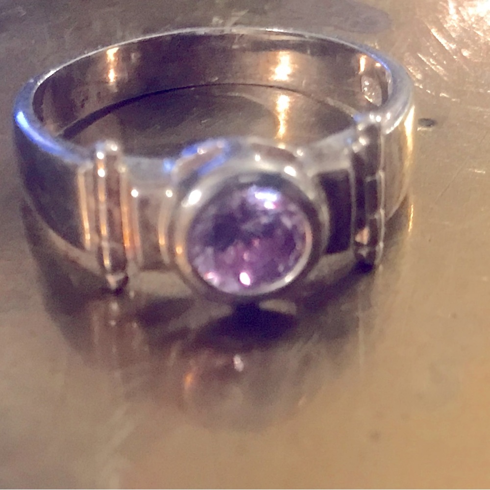 Silver Ring w/Vibrant Purple Lab-Synth Gem